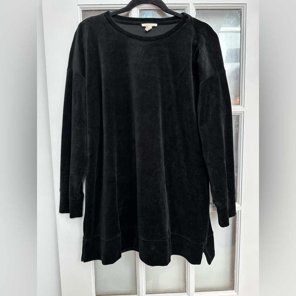 Eileen Fisher Cotton Velour Crew Neck Long Top Boxy Fit Thigh Length Size Med M - Picture 10 of 11